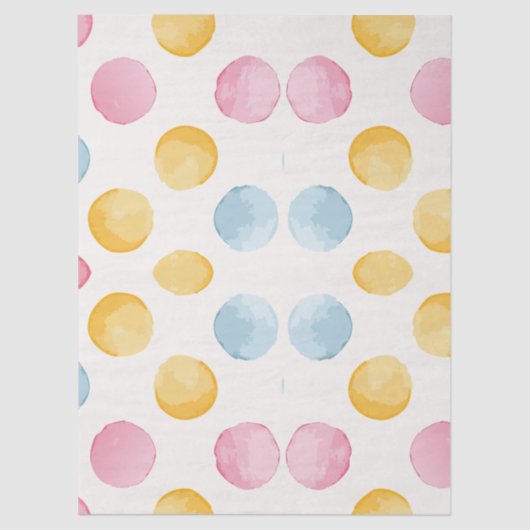 Modern Yellow, Pink & Blue Circle Pattern 薄葉紙 (正面)
