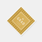 Modern Yellow Sporty Stripes Graduation Party スタンダードカクテルナプキン (角)