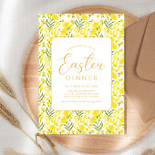 Modern Yellow Spring Floral Bow Easter Dinner 招待状