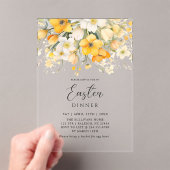 Modern Yellow Spring Floral Easter Dinner アクリル招待状 (インサイチュ (ポータブル))