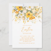 Modern Yellow Spring Floral Easter Dinner 招待状 (正面)