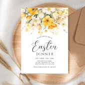 Modern Yellow Spring Floral Easter Dinner 招待状