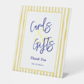 Modern Yellow Stripe Hand Drawn Wedding 台座サイン (正面)