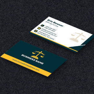 Modern Yellow Stripe Navy Blue Lawyer Attorney 名刺