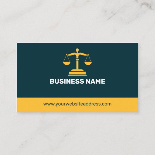 Modern Yellow Stripe Navy Blue Lawyer Attorney 名刺 (裏面)