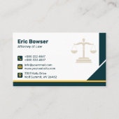 Modern Yellow Stripe Navy Blue Lawyer Attorney 名刺 (正面)