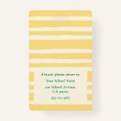 Modern Yellow Stripes Teacher Photo ID Badge バッジ (裏面)
