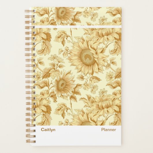 Modern Yellow Sunflower Floral Planner プランナー手帳 (正面)