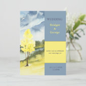 Modern Yellow Tree Landscape destination Wedding 招待状 (スタンド正面)