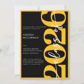 Modern Yellow Typography Graduation Announcement 招待状 (正面)