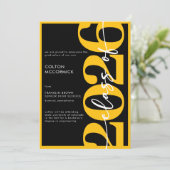 Modern Yellow Typography Graduation Announcement 招待状 (スタンド正面)