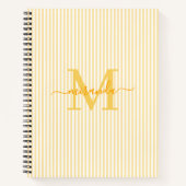 Modern Yellow & White Stripes Monogram Name ノートブック (正面)