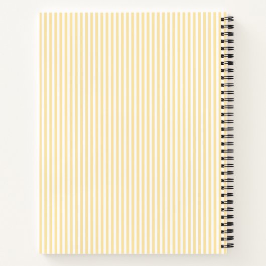 Modern Yellow & White Stripes Monogram Name ノートブック (裏面)