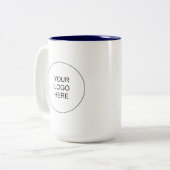 Modern Your Upload Business Logo Navy Blue White ツートーンマグカップ (正面左)