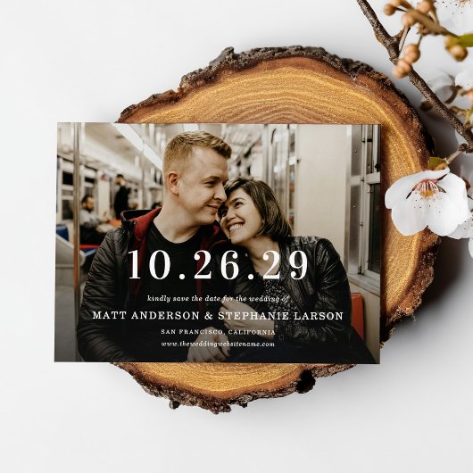 Modern Your Wedding Date Photo Save The Date 招待状
