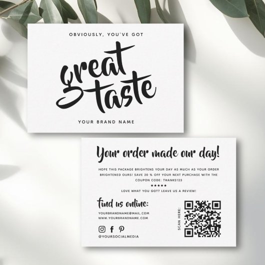 Modern you've got great taste qr code thank you サンキューカード