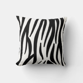 Modern Zebra Print Cotton Throw Pillow - Natural F クッション
