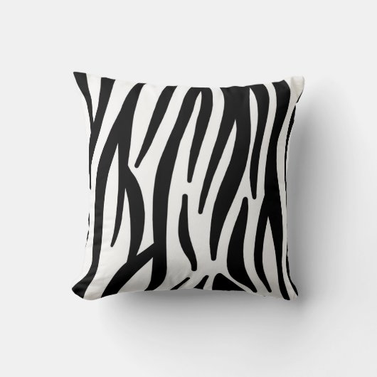 Modern Zebra Print Cotton Throw Pillow - Natural F クッション (正面)