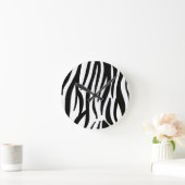 Modern Zebra Print Wall Clock - Bold Abstract Anim ラウンド壁時計 (ホーム)