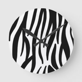 Modern Zebra Print Wall Clock - Bold Abstract Anim ラウンド壁時計