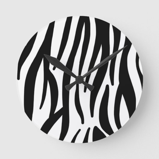 Modern Zebra Print Wall Clock - Bold Abstract Anim ラウンド壁時計 (正面)