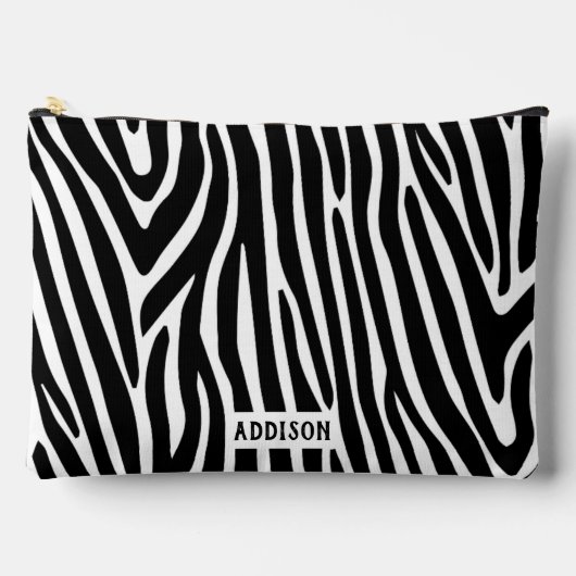 Modern Zebra Striped Personalised アクセサリーポーチ (正面)