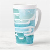 Modern Zen Blue Latte Mug – Minimal Abstract Art カフェラテマグ (右アングル)
