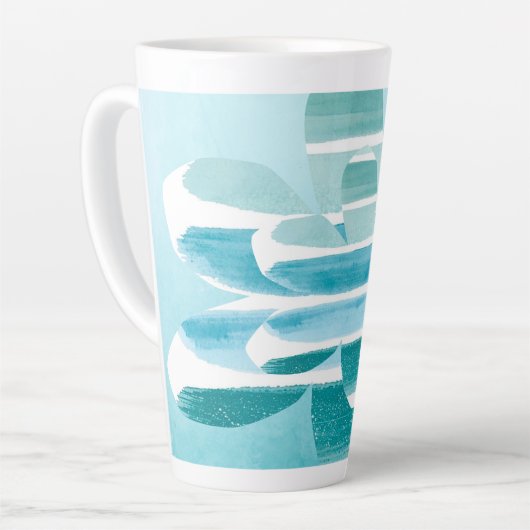 Modern Zen Blue Latte Mug – Minimal Abstract Art カフェラテマグ (左アングル)