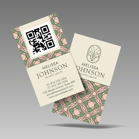 Modern Zen Holistic Health QR Code Business Card 名刺