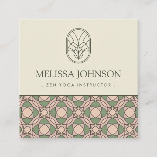 Modern Zen Yoga Instructor QR Code Square スクエア名刺 (正面)