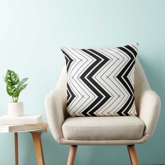 Modern zig zag black and white pattern クッション (椅子)