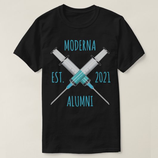 Moderna Est 2021同窓生ワクチンおもしろい接種 Tシャツ (デザイン正面)