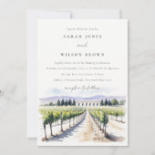 Moderna Moda acuarela Vineyard Boda paisajístico 招待状 (正面)