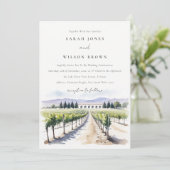 Moderna Moda acuarela Vineyard Boda paisajístico 招待状 (スタンド正面)