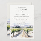 Moderna Moda acuarela Vineyard Boda paisajístico 招待状 (正面/裏面)
