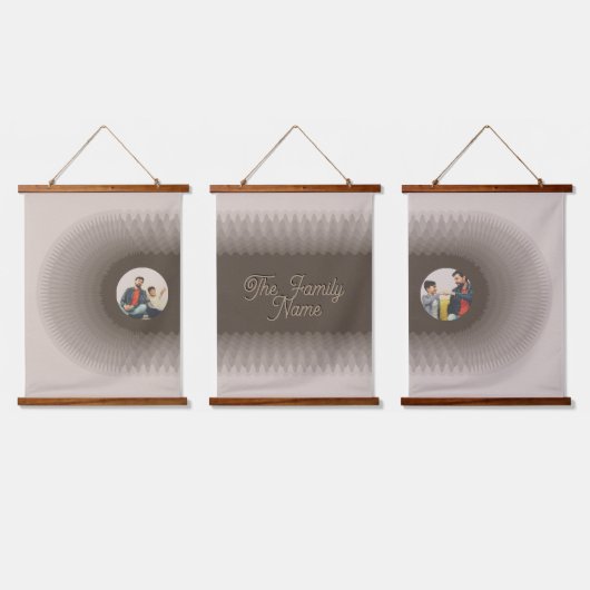 ModernAbstract Ripple Boho Personalized 吊り下げ型タペストリー (トリプル)