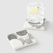 ModernBlackandwhiteCirclestripes石コースター ストーンコースター (横)