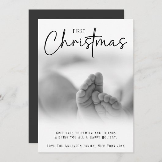 ModernDreamyグラデーション初めてのクリスマスカスタムの写真 シーズンカード (正面/裏面)