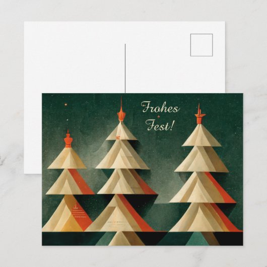 Moderne Art Deco Weihnachtskarte Frohes Fest ポストカード (正面/裏面)
