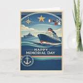 Moderne Blue Nautical Memorial Day カード (正面)