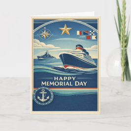 Moderne Blue Nautical Memorial Day カード