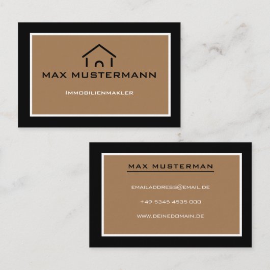 Moderne Einfache Immobilienmakler Visitenkarte 名刺 (正面/裏面)