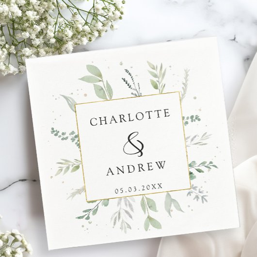 Moderne, elegante Eukalyptus-Hochzeit Serviette スタンダードカクテルナプキン