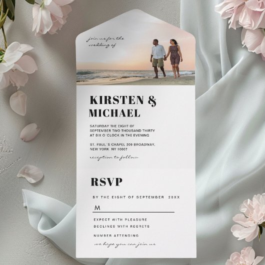 Moderne Foto Hochzeitskarte  Einladung オールインワン招待状