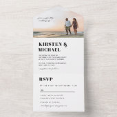 Moderne Foto Hochzeitskarte  Einladung オールインワン招待状 (内側)