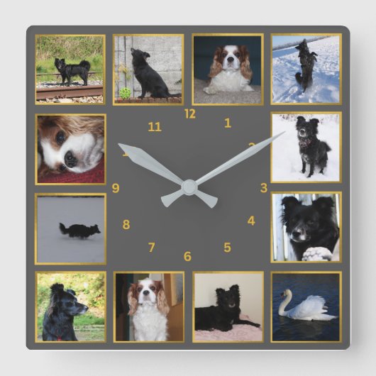 Moderne Fotocollage Wanduhr スクエア壁時計 (正面)