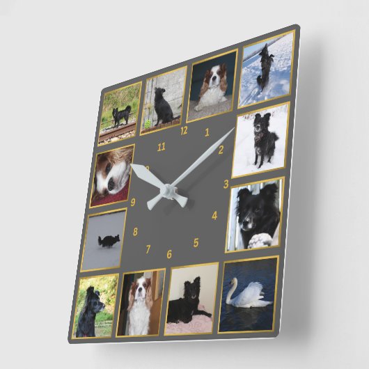 Moderne Fotocollage Wanduhr スクエア壁時計 (傾斜)