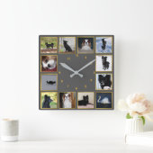Moderne Fotocollage Wanduhr スクエア壁時計 (ホーム)