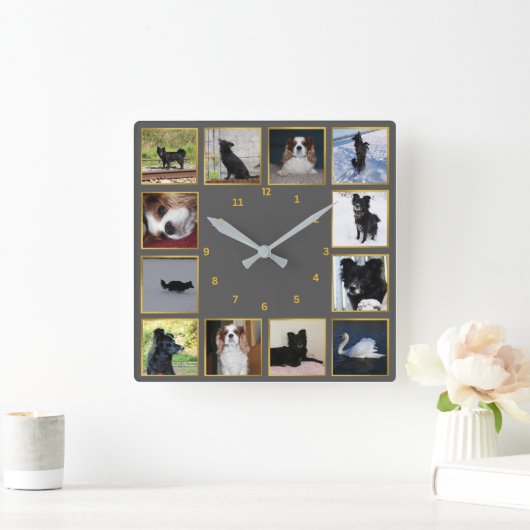 Moderne Fotocollage Wanduhr スクエア壁時計 (ホーム)