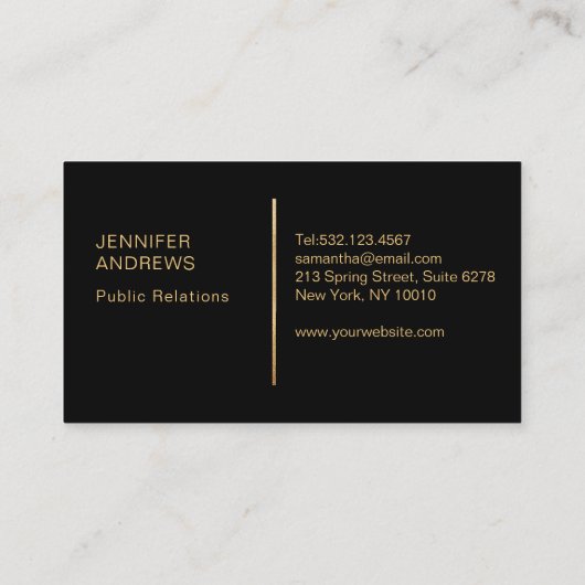 Moderne Geometrik Gold Schwarz 名刺 (裏面)